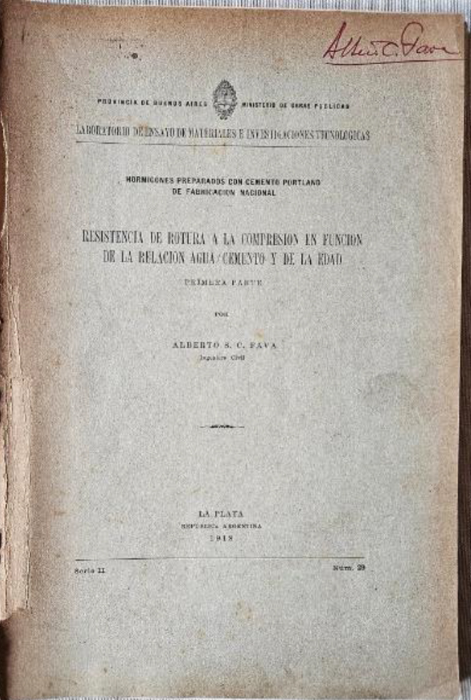 Figura 3. “Resistencia de rotura a la compresión en función de la relación agua/cemento y de la edad”. (1948).